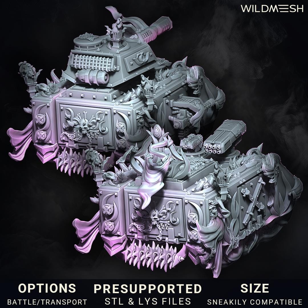 Chaos Battle / Transporter Tank Miniature - Chaos Of Excess - Wildmesh Wildmesh Tabletop Wargaming for Grimdark Alternative OPR