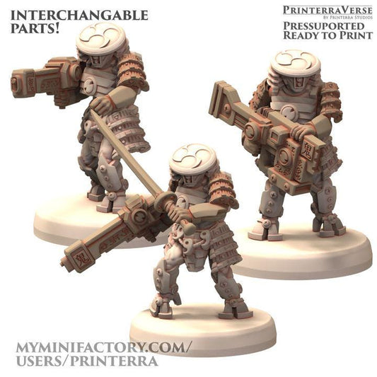 Samurai Attack Squad Greater Good   - TechnoPunk - Printerra Studios - Tabletop Wargaming Miniature for Grimdark | OPR | Sci-fi