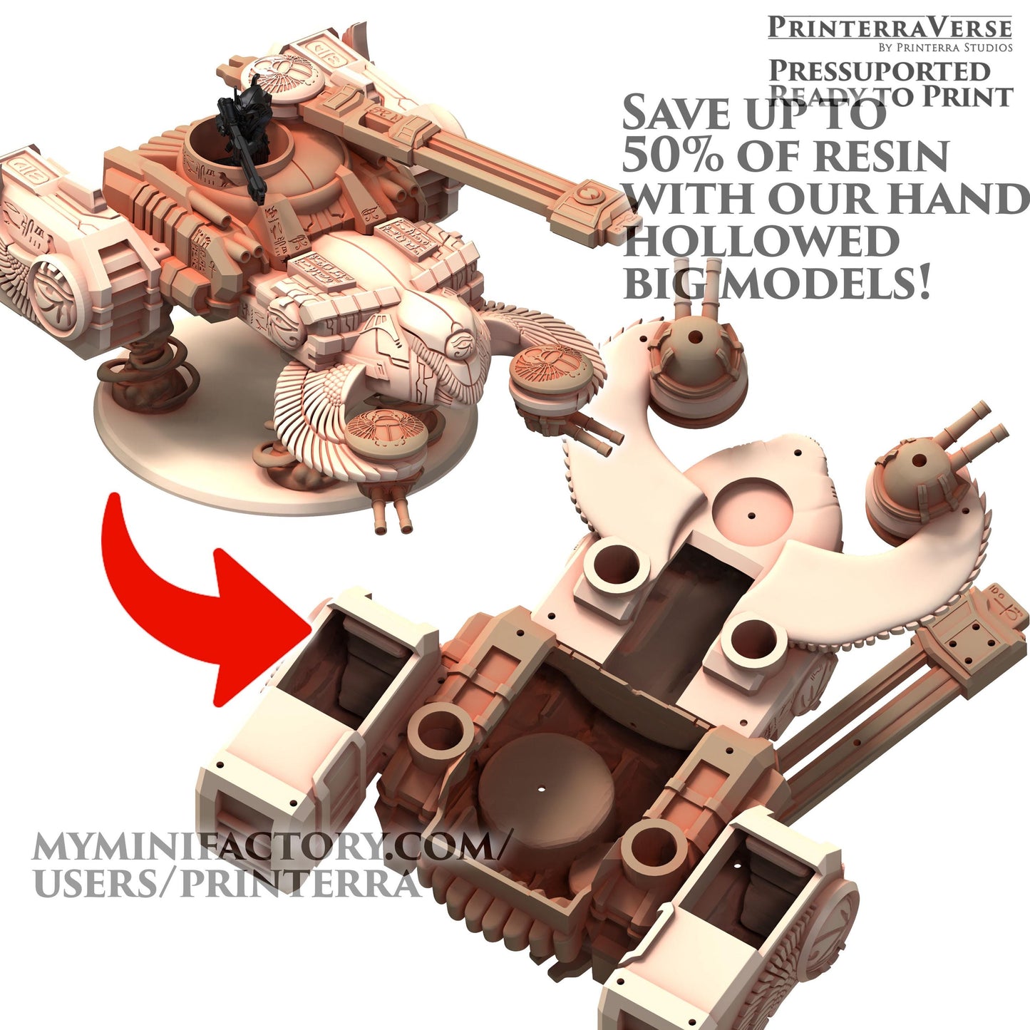 OSIRIAN Hammer Gunship for the Greater Good - Printerra Studios - Tabletop Wargaming Miniature for Grimdark | OPR | Sci-fi