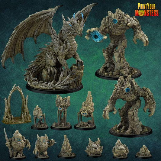 Basalt Elemental Battle Miniatures | Print Your Monster | Fantasy | Grimdark | DnD | Tabletop Wargaming Mini