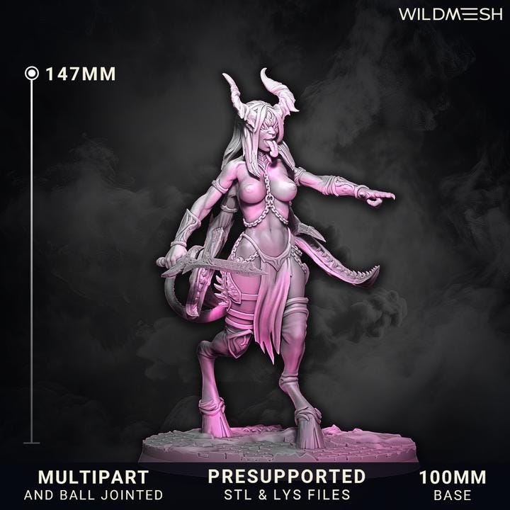 Chaos Demon Succubus of Excess Bride of Silence 100mm Ultimate bundle! Miniatures Wildmesh May 25 Tabletop Wargaming for Grimdark OPR Sci-fi