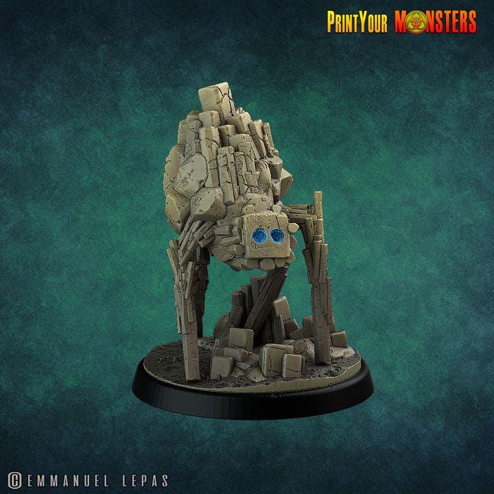 Basalt Elemental Battle Miniatures | Print Your Monster | Fantasy | Grimdark | DnD | Tabletop Wargaming Mini