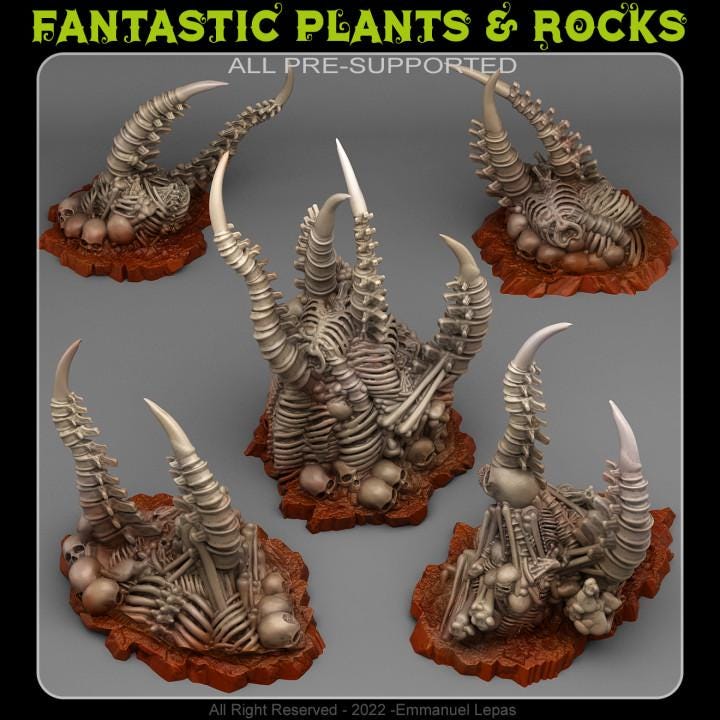 Abandoned Pile of Bones Wargaming Terrain Objectives Fantastic Plants and Rocks | PathFinder | Mini Dungeons & Dragons | Grimdark | Fantasy
