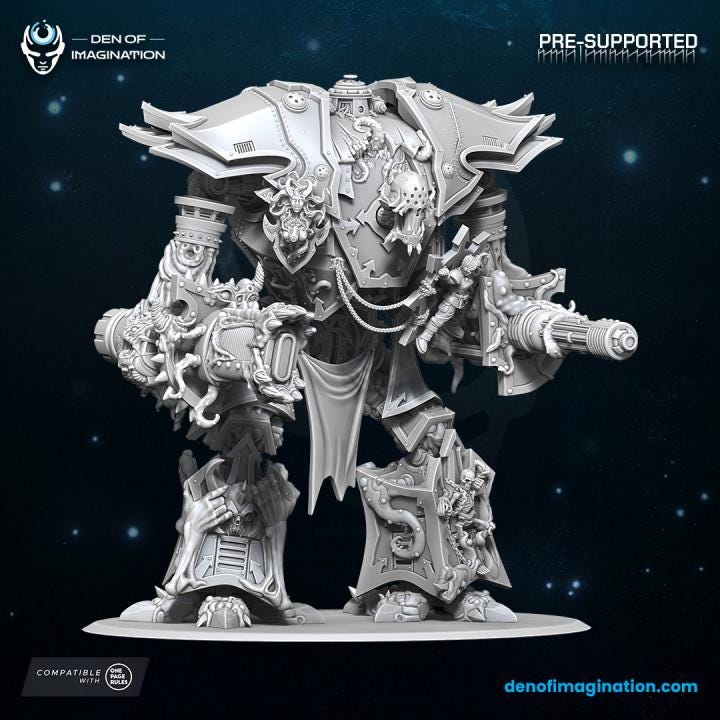 Chaos Titan Infernal Mech Knight - Miniatures - Chaos - Wildmesh - Tabletop Wargaming for Grimdark | Alternative | OPR Sci-Fi mini