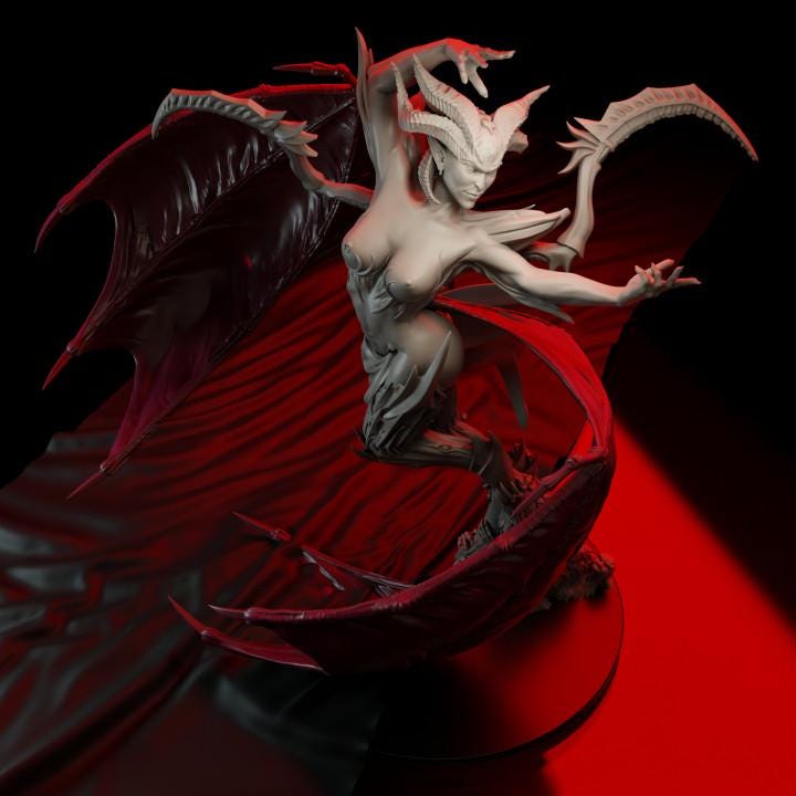 Chaos Demon Prince Miniature - The Great Temptress - Greater Demon of Excess WildMesh Tabletop Wargaming for Grimdark Alternative OPR Sci-Fi