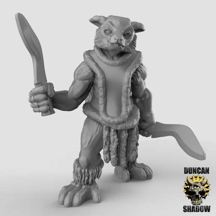 Lemur Folk with Kukri | Duncan Shadow | PathFinder | Mini | Tabletop Wargaming | Dungeons and Dragons | Resin | Fantasy | RPG