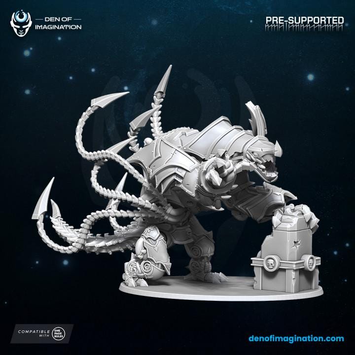 Chaos SteelHound Miniature - Wildmesh - Grimdark Sci-Fi Wargaming Model | OPR One Page Rules | Den of Miniature Gaming Collectible