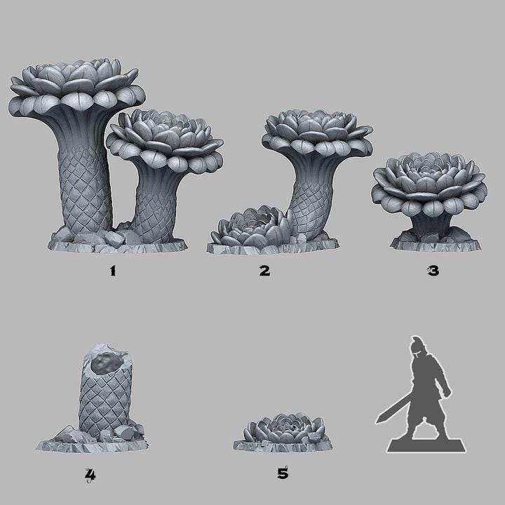 Island Flowers Wargaming Terrain Objectives | Fantastic Plants and Rocks | PathFinder | Mini | Dungeons and Dragons | Fantasy | RPG