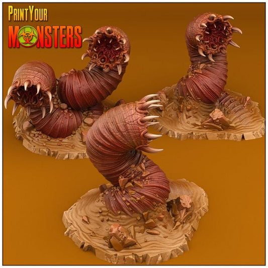 Giant Worms Pack | Fantasy | Print your Monster