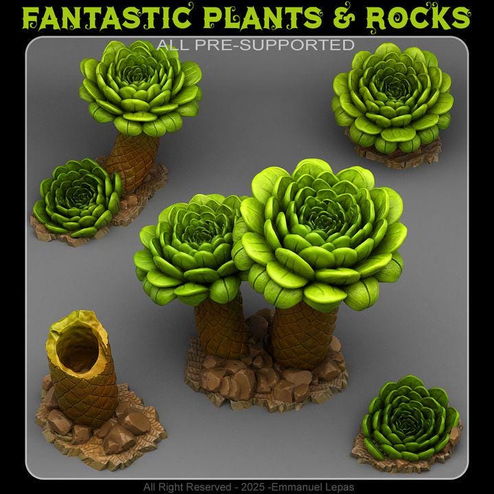 Island Flowers Wargaming Terrain Objectives | Fantastic Plants and Rocks | PathFinder | Mini | Dungeons and Dragons | Fantasy | RPG