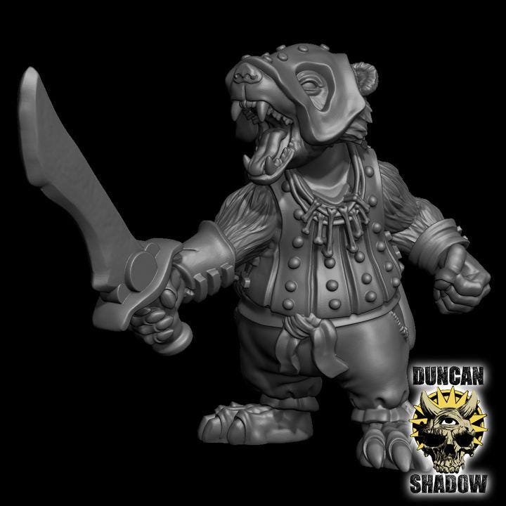 Badger Folk Rangers with Swords | Duncan Shadow | PathFinder | Mini | Tabletop Wargaming | Dungeons and Dragons | Resin | Fantasy | RPG