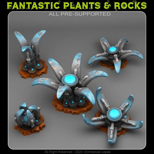 Robotic Flowers Wargaming Terrain Objectives | Fantastic Plants and Rocks | PathFinder | Mini | Dungeons and Dragons | Fantasy | RPG