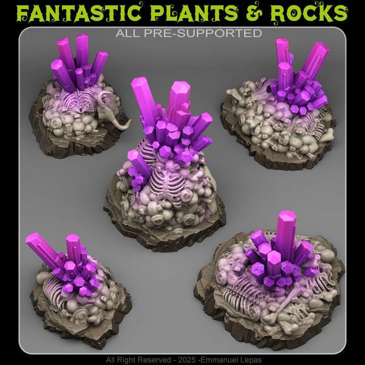 Necrotic Crystals Wargaming Terrain Objectives | Fantastic Plants and Rocks | PathFinder | Mini | Dungeons and Dragons | Fantasy | RPG