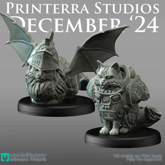 Space Marine Miniature Cat - Romanus Haagen and Maya Dazs | Fantasy | Grimdark | DnD | Resin Mini | Printerra