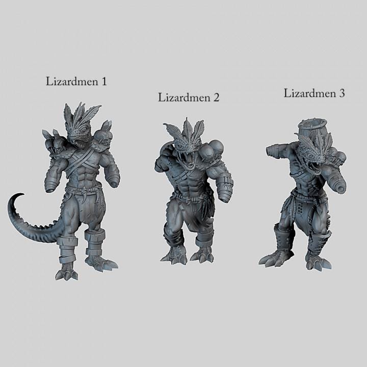 Lizardmen Guardians | Fantasy | Print your Monster | PathFinder | Mini | Tabletop Wargaming | Dungeons and Dragons | Resin | Fantasy | RPG |