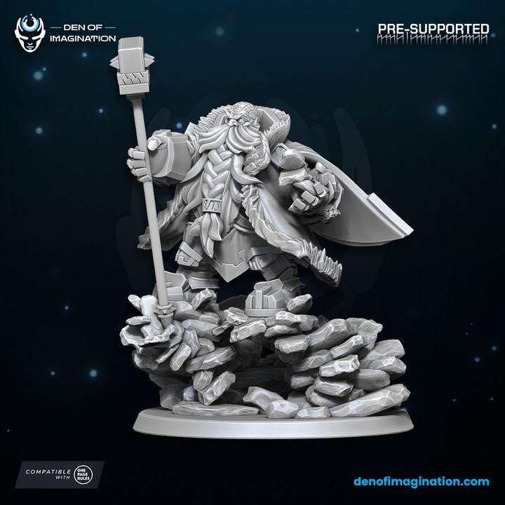 Space Dwarfs - Miniature - Avalanche Lord with Drones - Wildmesh - Tabletop Wargaming for Grimdark | Alternative | OPR Sci-Fi mini