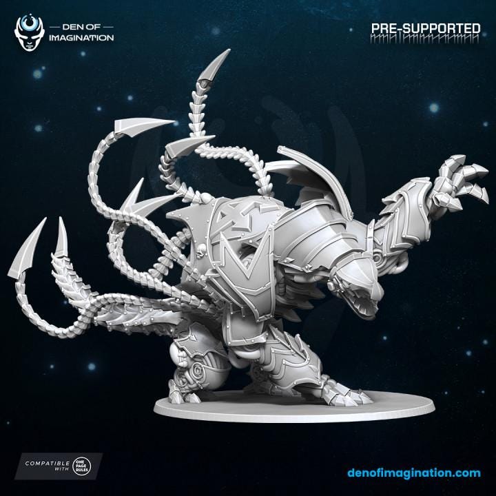 Chaos SteelHound Miniature - Wildmesh - Grimdark Sci-Fi Wargaming Model | OPR One Page Rules | Den of Miniature Gaming Collectible