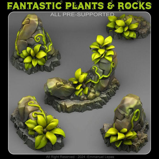 Tropical Rocks Wargaming Terrain Objectives | Fantastic Plants and Rocks | PathFinder | Mini | Dungeons and Dragons | Fantasy | RPG