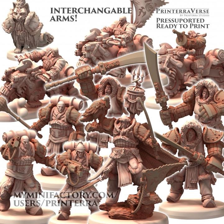 DAIXIYA Scar Mongolian White Sons of Tengri - Printerra Studios - Tabletop Wargaming Miniature for Grimdark OPR Sci-fi