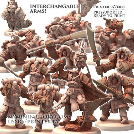 DAIXIYA Scar Mongolian White Sons of Tengri - Printerra Studios - Tabletop Wargaming Miniature for Grimdark OPR Sci-fi