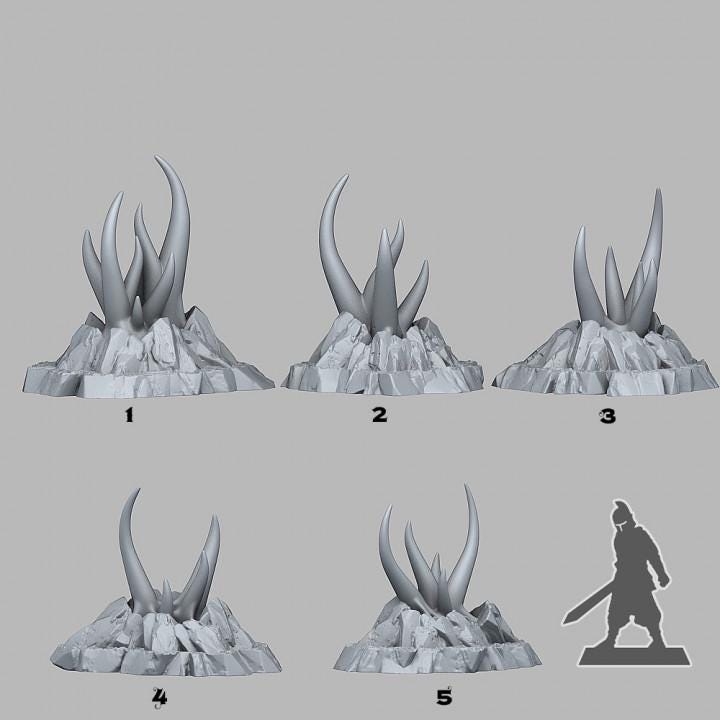 Mystic Tentacle Plants Wargaming Terrain Objectives | Fantastic Plants and Rocks | PathFinder | Mini | Dungeons and Dragons | Fantasy | RPG