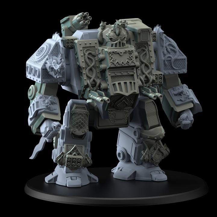 Dread Mechanical Coffin dreadnuaght Walker - Alphaya - Printerra Studios - Tabletop Wargaming Miniature for Grimdark | OPR | Sci-fi