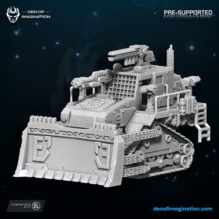 Space Dwarfs - Miniatures - Starforge Bulldozer - Wildmesh -Tabletop Wargaming for Grimdark | Alternative  | OPR Sci-Fi mini