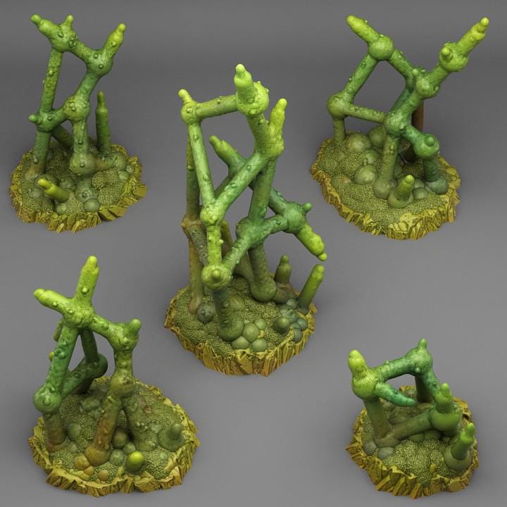 Deadly Molecule Plants Wargaming Terrain Objectives | Fantastic Plants and Rocks | PathFinder | Mini | Dungeons and Dragons | Fantasy