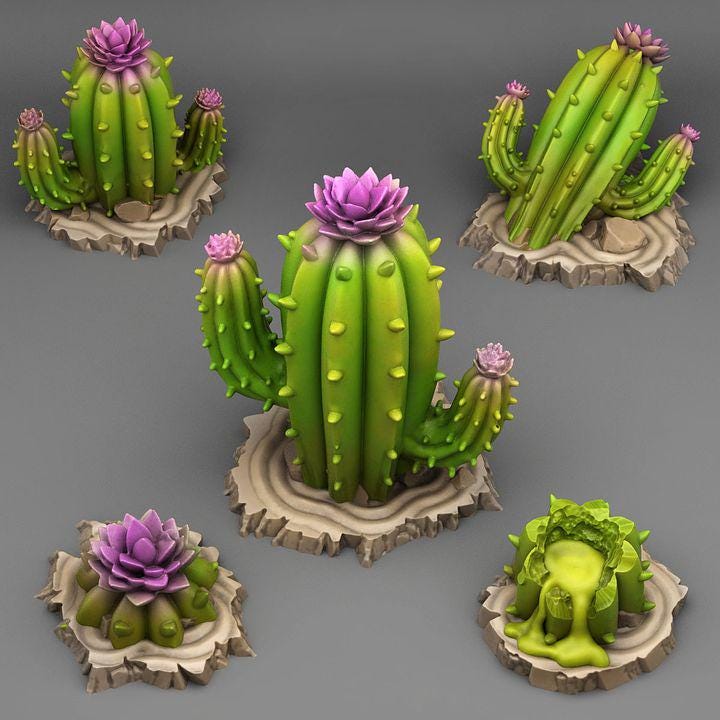 Magic Cactus Wargaming Terrain Objectives | Fantastic Plants and Rocks | PathFinder | Mini | Dungeons and Dragons | Fantasy | RPG