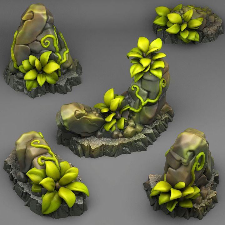 Tropical Rocks Wargaming Terrain Objectives | Fantastic Plants and Rocks | PathFinder | Mini | Dungeons and Dragons | Fantasy | RPG