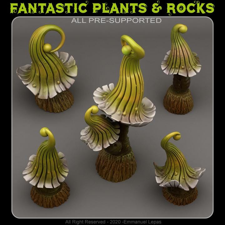 Enchanted Mushrooms Wargaming Terrain Objectives | Fantastic Plants and Rocks | PathFinder | Mini | Dungeons and Dragons | Fantasy | RPG