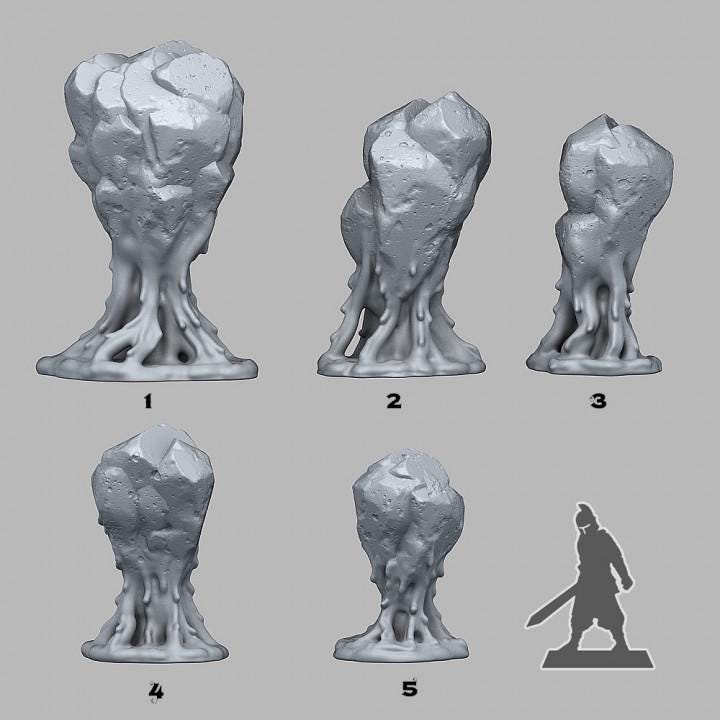 Blood Rocks Wargaming Terrain Objectives | Fantastic Plants and Rocks | PathFinder | Mini | Dungeons and Dragons | Fantasy | RPG