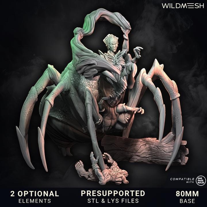 Chaos Spider Warlock July 25 Release - Wildmesh Tabletop Wargaming for Grimdark Alternative OPR