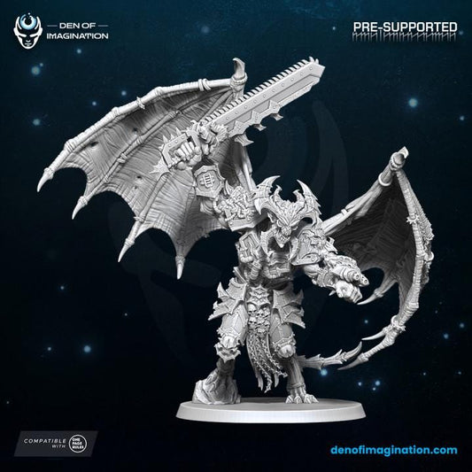 Chaos Gladiator Demon Lord 60mm Base - Grimdark Sci-Fi Fantasy Figure for Tabletop Wargaming & Collectibles, Wildmesh