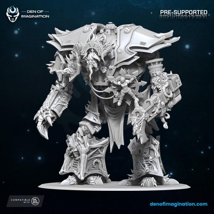 Chaos Titan Infernal Mech Knight - Miniatures - Chaos - Wildmesh - Tabletop Wargaming for Grimdark | Alternative | OPR Sci-Fi mini