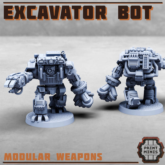 Excavator Bot - new Release Oct 25 - Print Minis - Tabletop Wargaming Miniature for Grimdark | OPR | Sci-fi