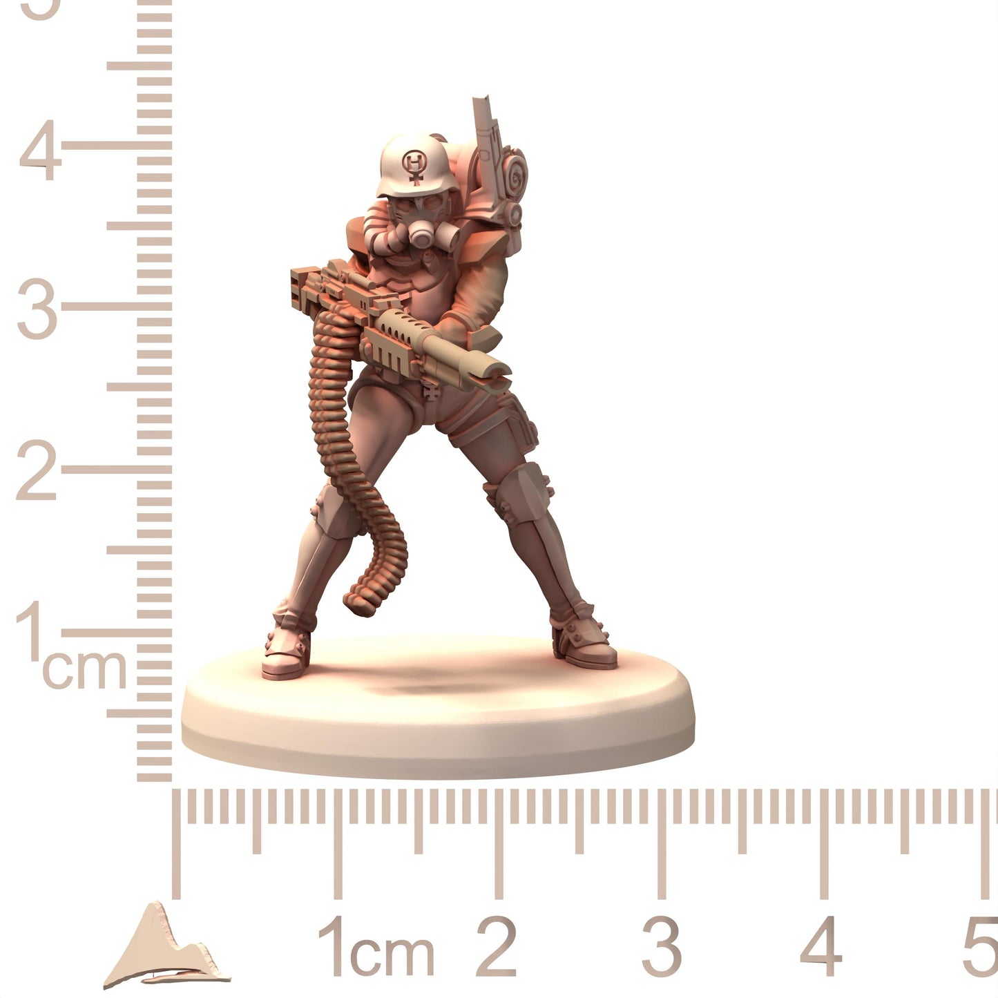 MILITARIA Herrschaft Soldatin Female Army with Gattling and Flamethrower - Printerra - Tabletop Wargaming Miniature for Grimdark OPR Sci-fi