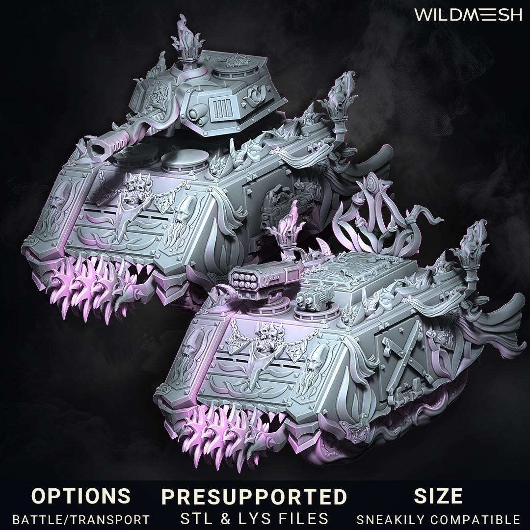 Chaos Battle / Transporter Tank Miniature - Chaos Of Excess - Wildmesh Wildmesh Tabletop Wargaming for Grimdark Alternative OPR