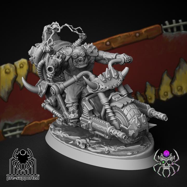 Wasteland Dust Bikers 32mm Grimdark Ork Miniature Set for Sci-Fi Wargames & TTRPG | Eight Legs Miniatures mini