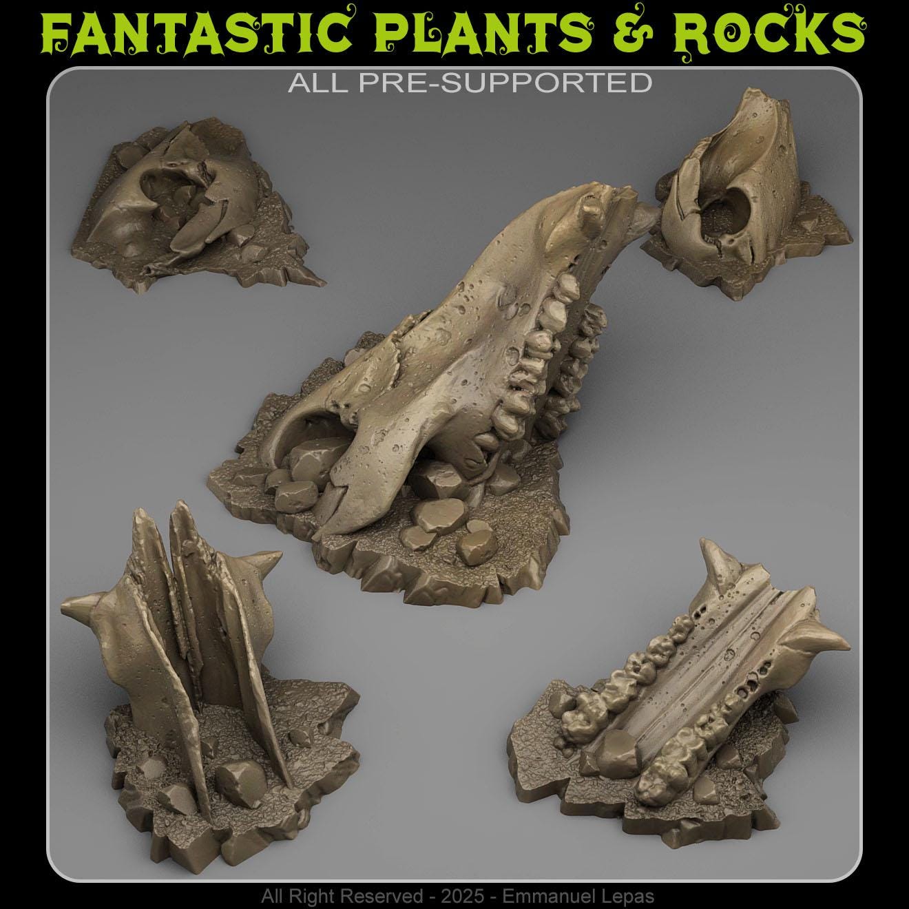 Old Creature Bones - Wargaming Terrain Objectives | Fantastic Plants and Rocks | PathFinder | Mini | Dungeons and Dragons | Fantasy | RPG