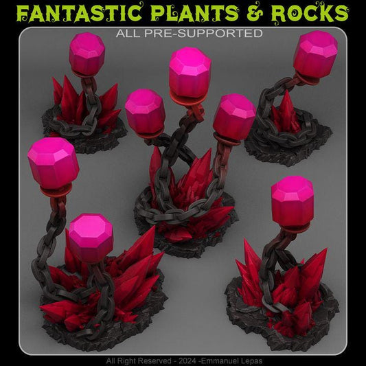 Underdark Crystal Lights Wargaming Scatter Terrain Objectives Fantastic Plants and Rocks | PathFinder | Mini | Dungeons and Dragons Fantasy