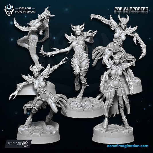 Chaos Demon Miniatures - Succubus Unit - Children of Excess - Wildmesh - Tabletop wargaming miniature for Grimdark | OPR | Sci-fi