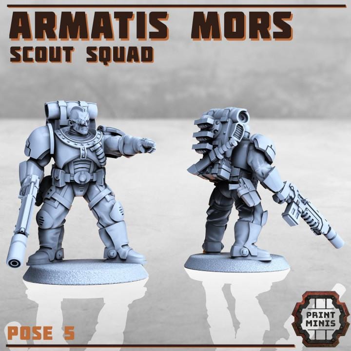 Armatis Mors Scouts Squad - Print Minis - Tabletop Wargaming Miniature for Grimdark | OPR | Sci-fi
