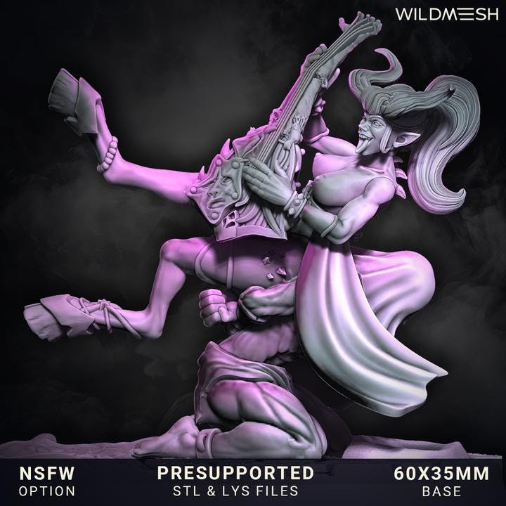 Chaos Demon Prince / Succubus Sinew Siren - NEW Wildmesh release June 25 Tabletop Wargaming for Grimdark | OPR | Sci-fi