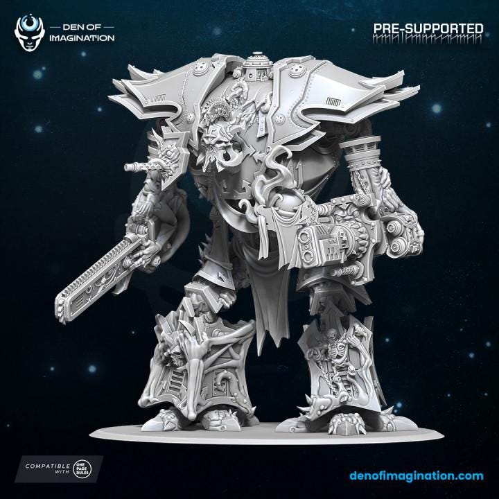 Chaos Titan Infernal Mech Knight - Miniatures - Chaos - Wildmesh - Tabletop Wargaming for Grimdark | Alternative | OPR Sci-Fi mini