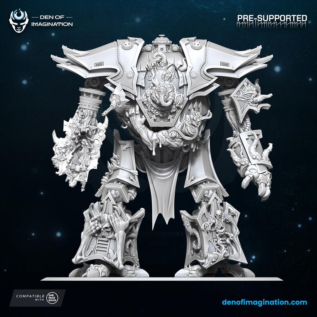 Chaos Titan Infernal Mech Knight - Miniatures - Chaos - Wildmesh - Tabletop Wargaming for Grimdark | Alternative | OPR Sci-Fi mini