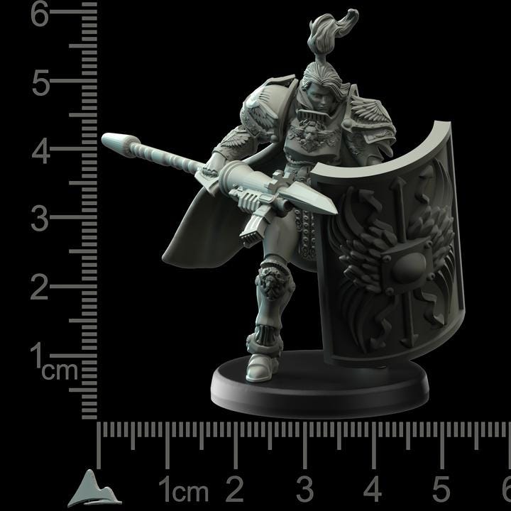 Modular Retconia Female Custodian Imperial Guard   - Romanus - Printerra Studios - Tabletop Wargaming Miniature for Grimdark | OPR | Sci-fi