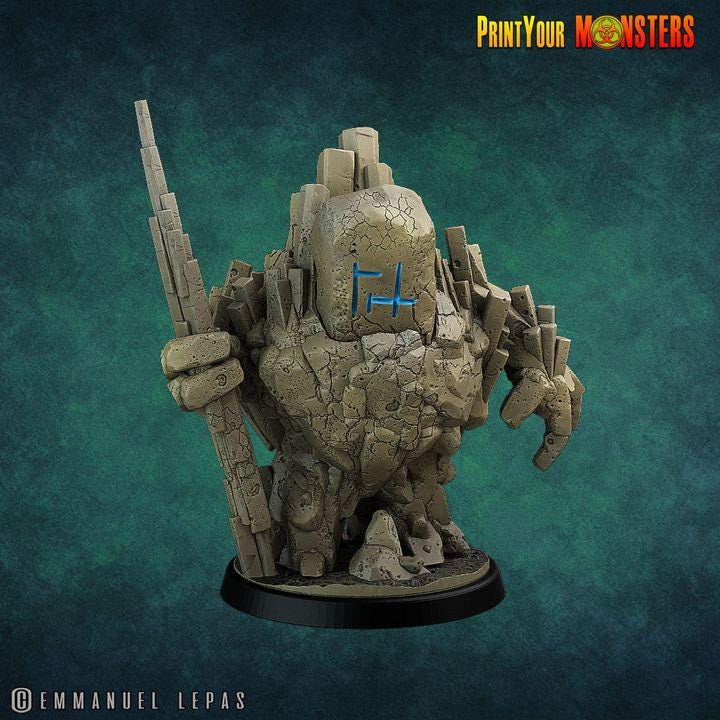 Basalt Elemental Battle Miniatures | Print Your Monster | Fantasy | Grimdark | DnD | Tabletop Wargaming Mini