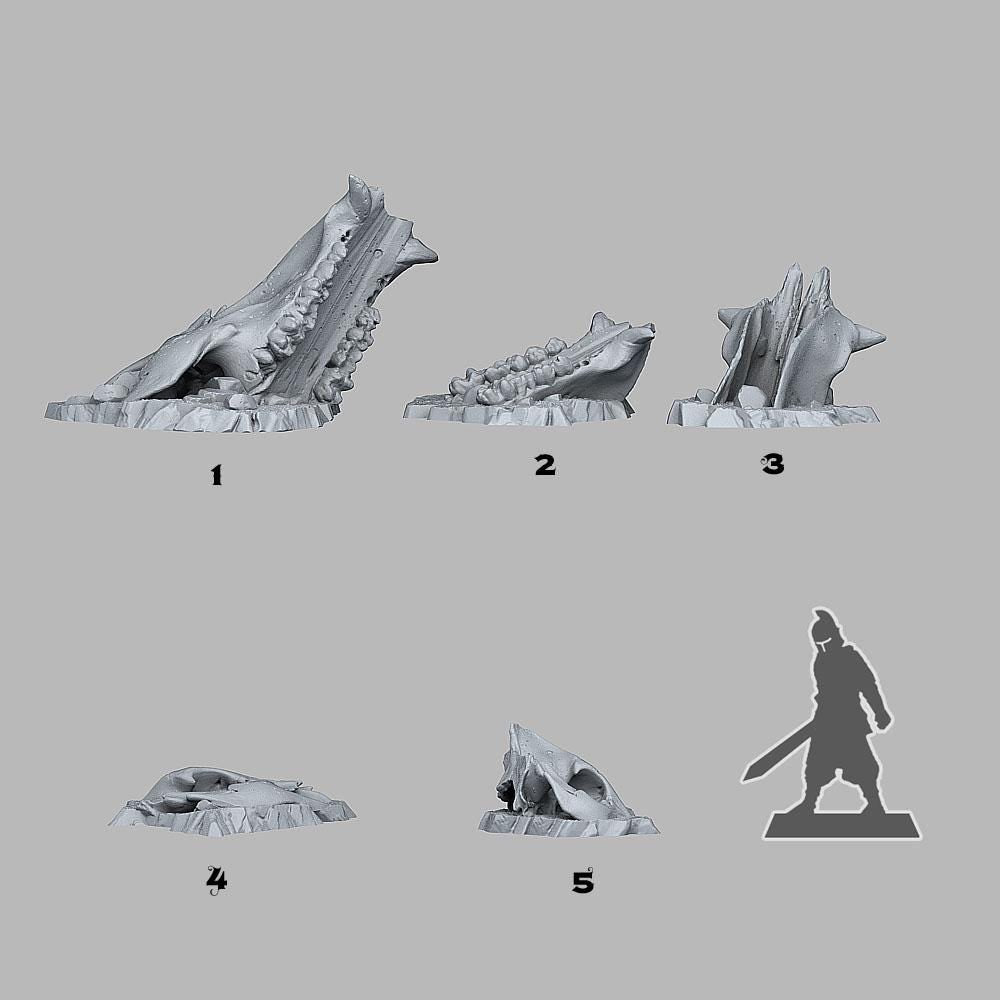 Old Creature Bones - Wargaming Terrain Objectives | Fantastic Plants and Rocks | PathFinder | Mini | Dungeons and Dragons | Fantasy | RPG