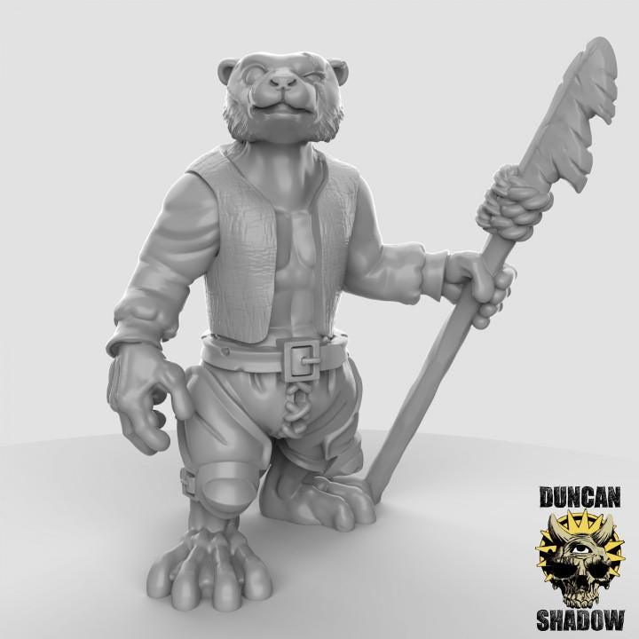Otter Folk with Harpoons | Duncan Shadow | PathFinder | Mini | Tabletop Wargaming | Dungeons and Dragons | Resin | Fantasy | RPG